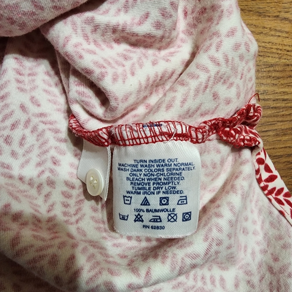 Lands End Women Pajama Dress M Red White Round Neck Pullover Long Sleeve Sleep - Picture 4 of 10